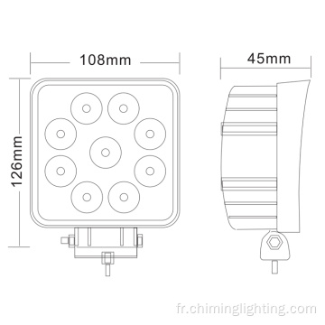 Lampe à brouillard d&#39;inondation de 4,2 pouces Point 27W carré étanche de travail LED 4x4 4 &#39;&#39;